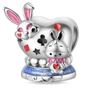 S925 Unique Rabbit Card Suit Charm